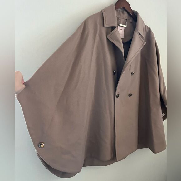 Ted Baker DONNATA Double Breasted Camel Wool Cape Coat | Size Large - Picture 5 of 11